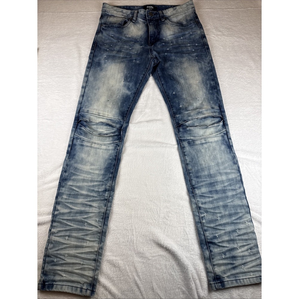 FBRK Faded and Destruct Men's Jeans Size 30 x 32 Mens Shredded Hole Punched